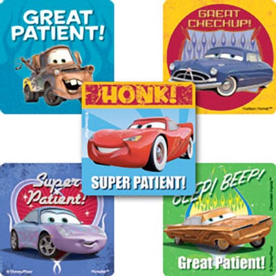 SmileMakers® Disney Cars Patient Stickers; 2-1/2”H x 2-1/2”W, 100/Box