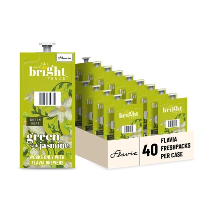 Bright Tea Green Tea with Jasmine, Flavia Freshpacks, 40/Carton (48723)
