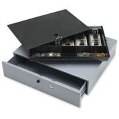 Sparco Cash Drawer with Removable Tray, Gray, 17 3/4 x 15 3/4 x 3 3/4