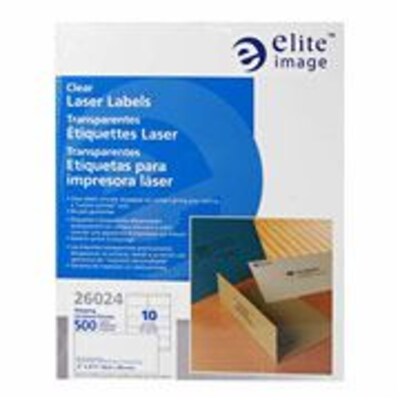 elite image Laser Address Label, 0.43 x 0.2, Clear, 500/Pack (26024)