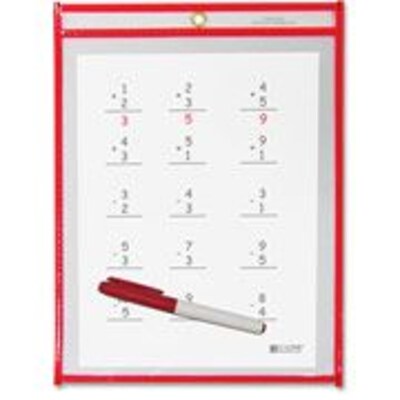 C-Line Reusable Dry Erase Pocket, Red, 9" x 12", 30/Bx