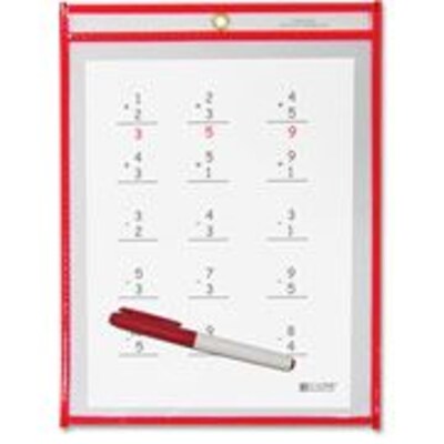 C-Line Reusable Dry Erase Pocket, Red, 9 x 12, 30/Bx