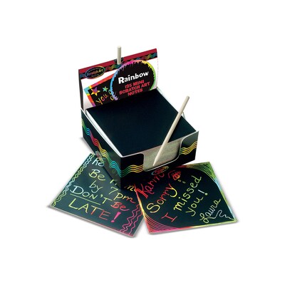 Melissa & Doug Scratch Art Box of Rainbow Mini Notes, 3.75 x 3.75, 125 Sheets (LCI5945Q)