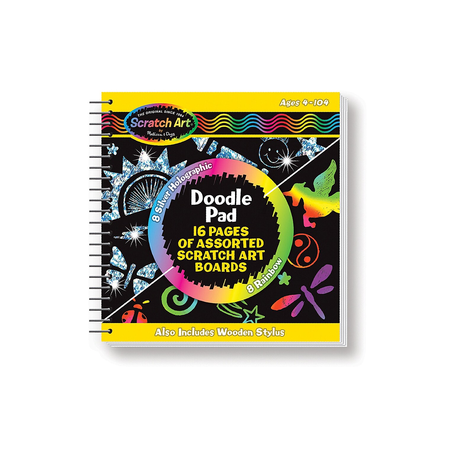 Melissa & Doug Scratch Art Doodle Pad, 5.5 x 5.5, 16 Sheets (LCI5947Q)