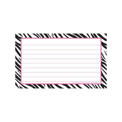 Border Index Cards, 4 x 6 Lined, Zebra