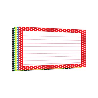 Top Notch Teacher Products Polka Dot Border Lined Index Cards, 4 x 6, Pack of 75 (TOP3669Q)