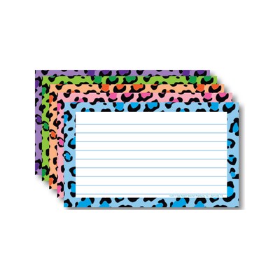 Border Index Cards 4 x 6 Lined, Multi-colored Leopard 75CT
