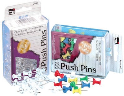 Charles Leonard® Push Pins; Clear, 100/Box