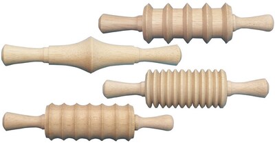 Creativity Street Wood Rolling Pin Set, 4 Assorted Patterns, Approx. 6, 4 Pieces (CK-3748)