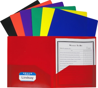 C-Line Two-Pocket Heavyweight Portfolio Folder, Assorted Colors, Pack of 36 (CLI33950)