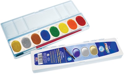 Prang® Semi-Moist Washable Watercolor Set, 8 Metallic Colors