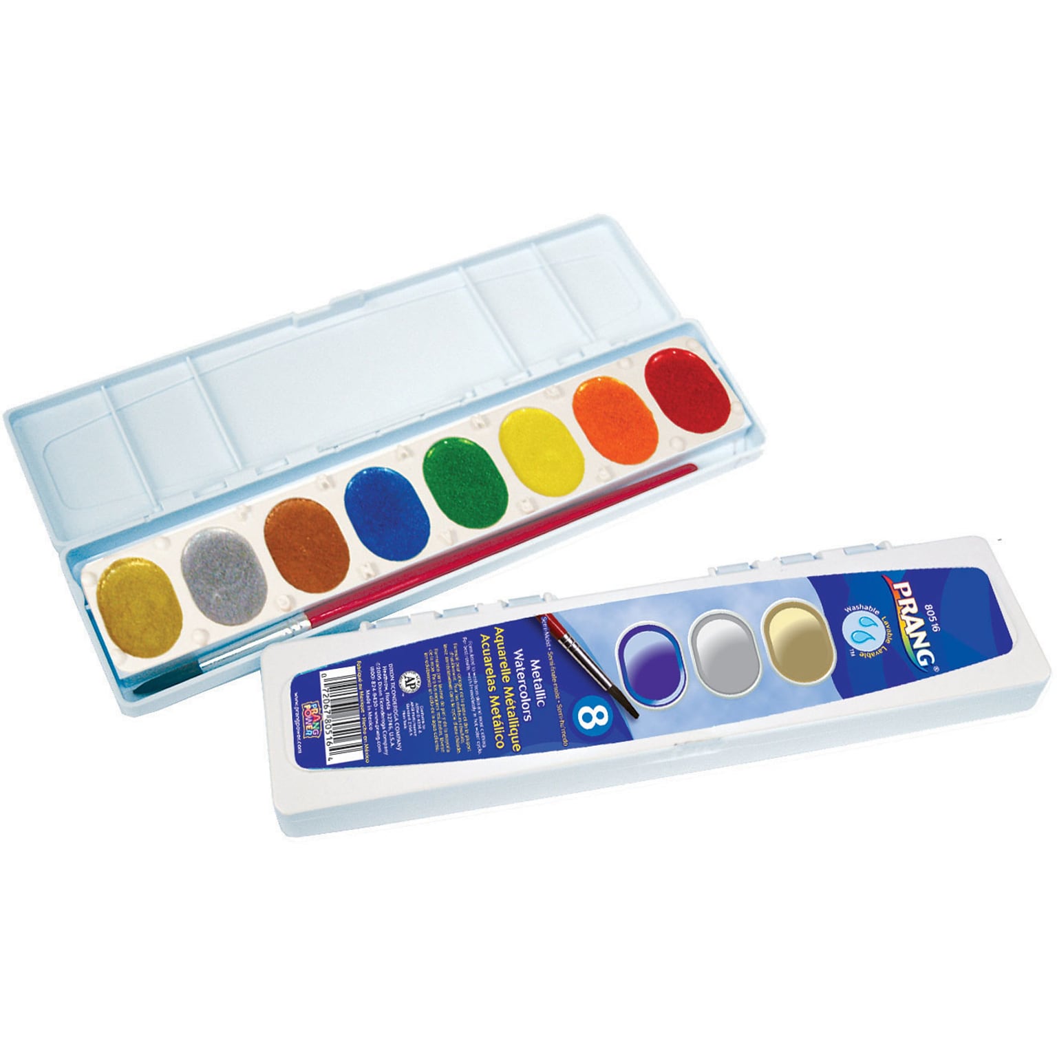 Prang® Semi-Moist Washable Watercolor Set, 8 Metallic Colors