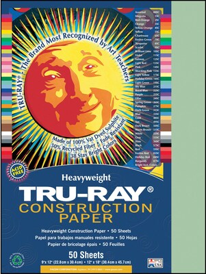 Tru-Ray® Fade-Resistant Construction Paper; Light Green, 12 X 18, 50 Sheets