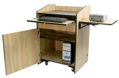 Amplivox® Lectern, Non-Sound, Deluxe-Multimedia, Medium Oak