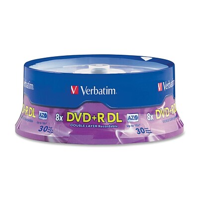 Verbatim® AZO™ 8.5GB Dual Layer Spindle DVD+R; Spindle, 30/Pack