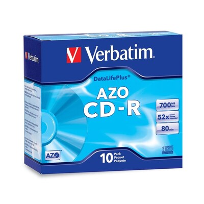 Verbatim® DataLifePlus 700MB CD-R; Slim Case, 10/Pack