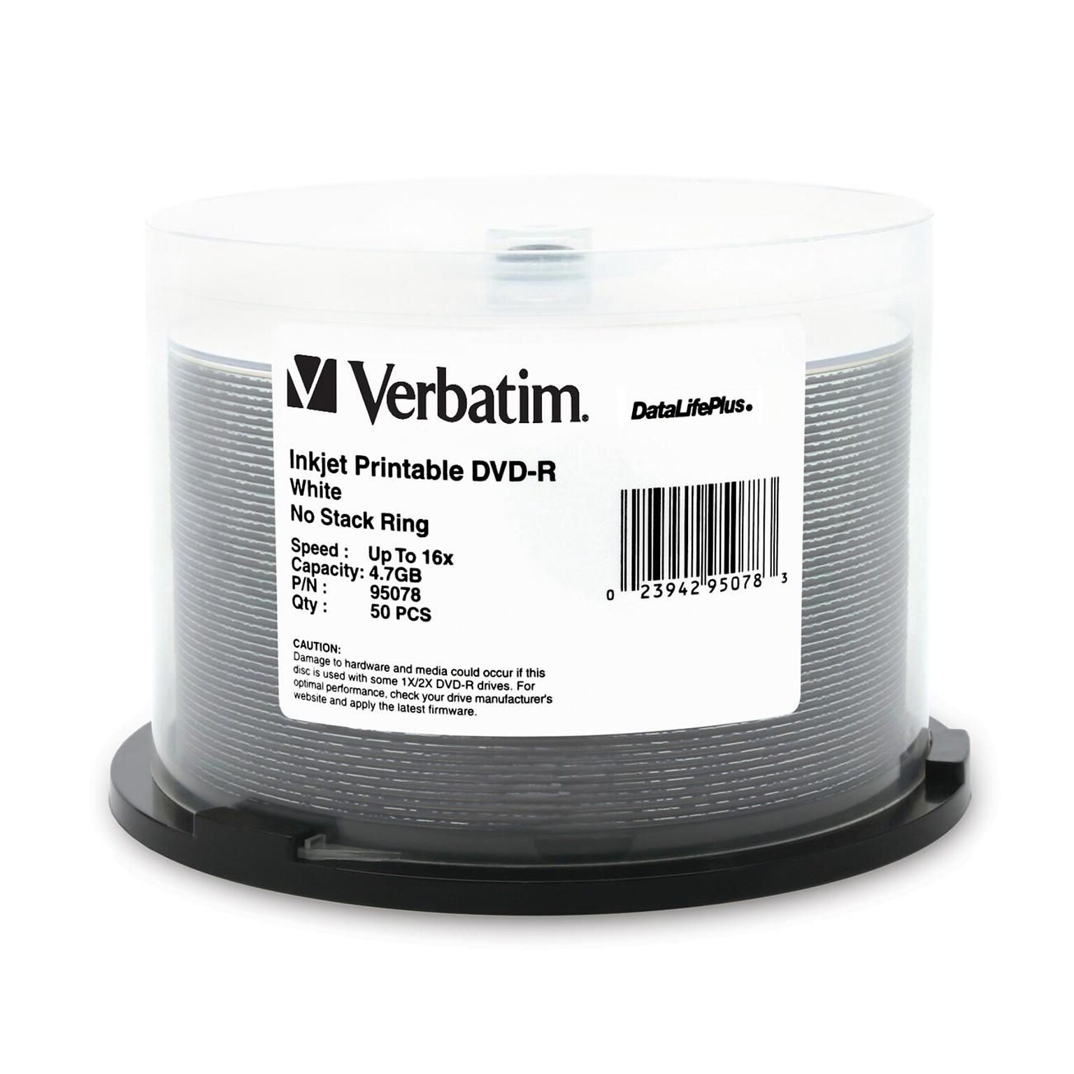 Verbatim® DataLifePlus 4.7GB 16X Inkjet Printable DVD-R; Spindle, 50/Pack