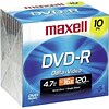 Maxell 4.7GB 16X DVD-R; Slim Jewel Case,10/Pack