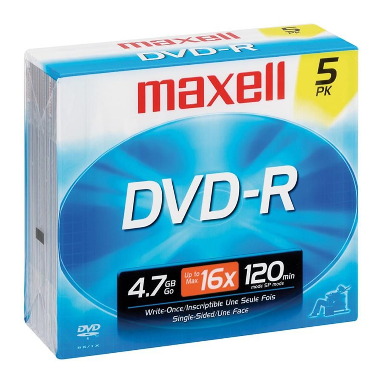 Maxell 4.7GB 16X DVD-R; Jewel Case; 5/Pack