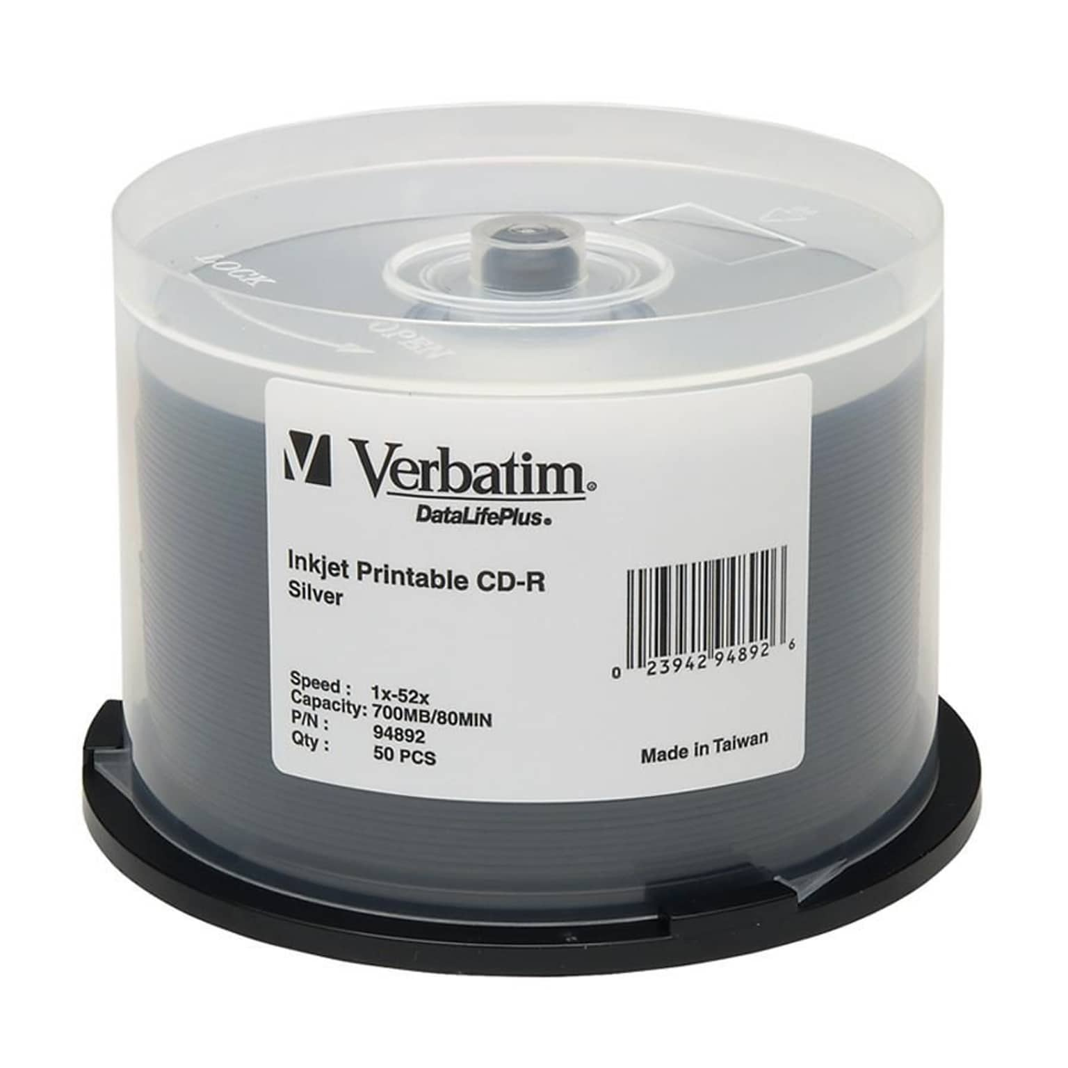 Verbatim® DataLifePlus 700MB Silver Inkjet Printable CD-R; Spindle, 50/Pack