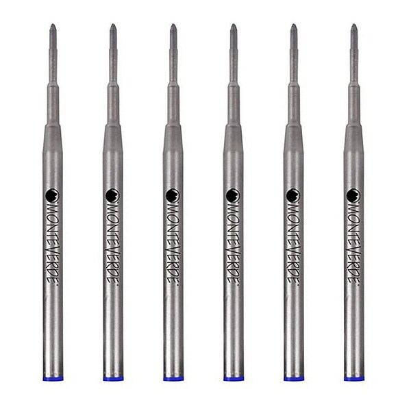 Monteverde® Medium Ballpoint Refill For Montblanc Ballpoint Pens, Medium Point, Blue Ink, 6/Pack (M133BU)