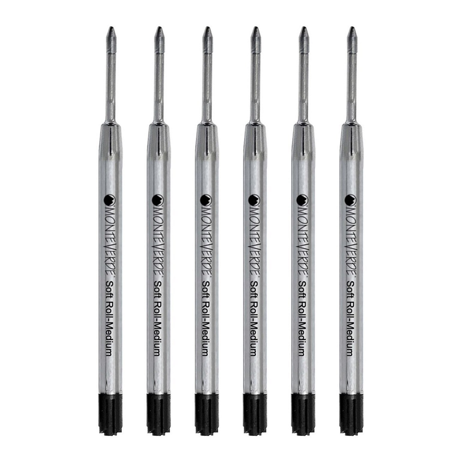 Monteverde Ballpoint Pen Refill, Medium Point, Black Ink, 6 Pack (P133BK)