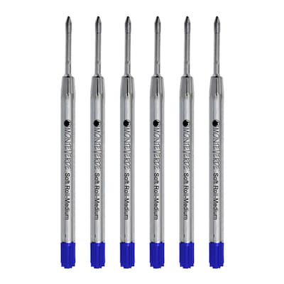 Monteverde Ballpoint Pen Refill, Medium Point, Blue Ink, 6 Pack (P133BU)