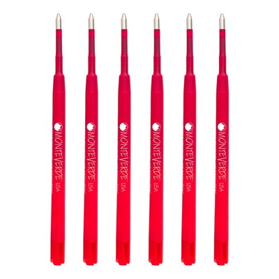 Monteverde Ballpoint Refill For Parker Resin Ballpoint Pens, Medium Point, Red Ink, 6/Pack (P133RD)