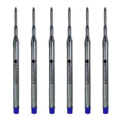 Monteverde Ballpoint Pen Refill, Medium Point, Blue Ink, 6 Pack (S133BU)