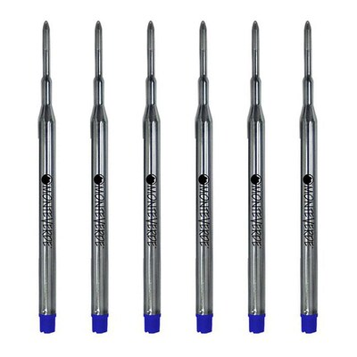 Monteverde Ballpoint Pen Refill, Medium Point, Blue Ink, 6 Pack (S133BU)