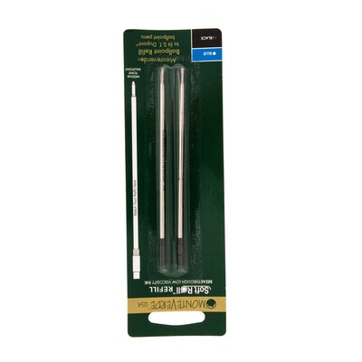 Monteverde Ballpoint Pen Refill, Medium Point, Black Ink, 2 Pack (T132BK)