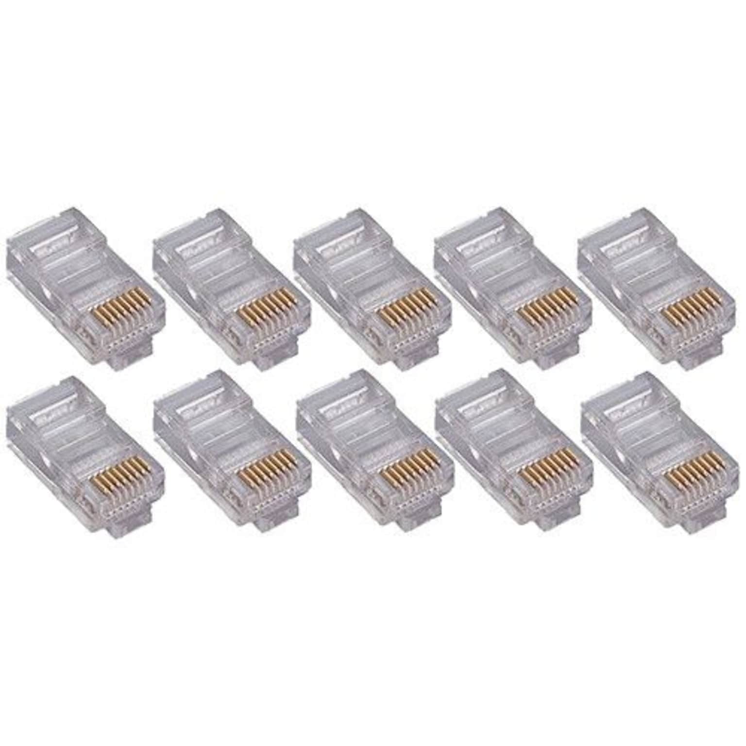 4XEM™ Cat5e RJ45 4 Plugs Round Solid Stranded Conductor; 50/Pack