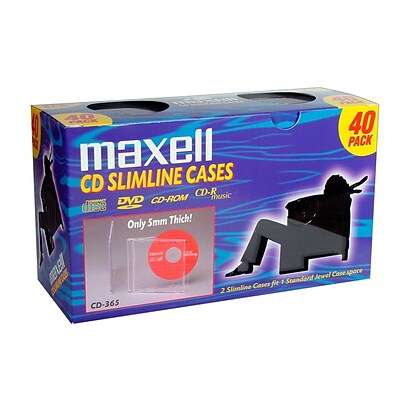 Maxell® Plastic Slimline Jewel CD Case; Clear; 40/Pack, 40/Pack