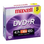 Maxell® 4.7GB DVD+R; Jewel Case; 5/Pack, 5/Pack