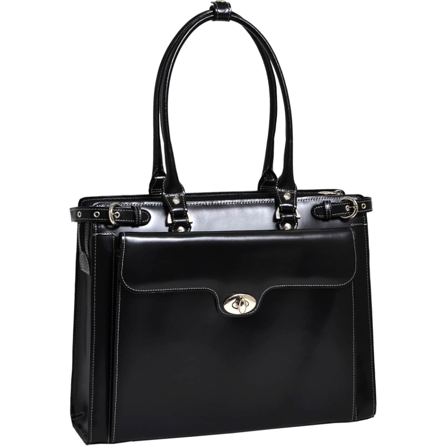 McKlein W Series, WINNETKA, Genuine Cowhide Leather,Ladies Laptop Briefcase w/ Removable Sleeve, Black (94835)