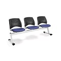 OFM Star Series Fabric 3 Seat Beam Seating, Colonial Blue