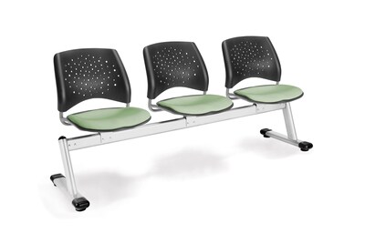 OFM Star Series Fabric 3 Seat Beam Seating, Sage Green