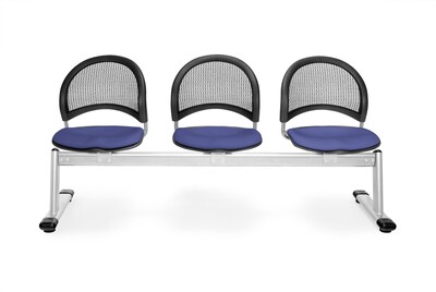 OFM Moon Series Fabric 3 Seat Beam Seating, Colonial Blue