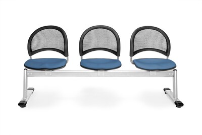 OFM Moon Series Fabric 3 Seat Beam Seating, Cornflower Blue