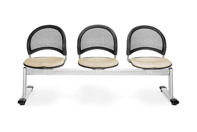 OFM Moon Series Fabric 3 Seat Beam Seating, Khaki