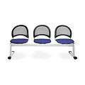 OFM Moon Series Fabric 3 Seat Beam Seating, Royal Blue