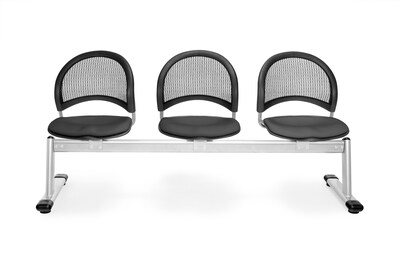 OFM Moon Series Fabric 3 Seat Beam Seating, Slate Gray