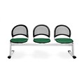 OFM Moon Series Fabric 3 Seat Beam Seating, Forest Green