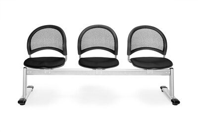 OFM Moon Series Fabric 3 Seat Beam Seating, Black