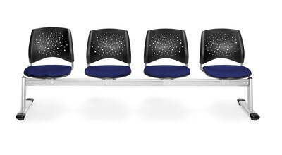 OFM Star Series Fabric 4 Seat Beam Seating, Navy