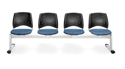 OFM Star Series Fabric 4 Seat Beam Seating, Cornflower Blue