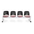 OFM Star Series Fabric 4 Seat Beam Seating, Coral Pink