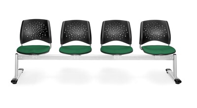 OFM Star Series Fabric 4 Seat Beam Seating, Forest Green