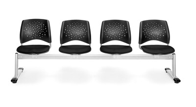 OFM Star Series Fabric 4 Seat Beam Seating, Black