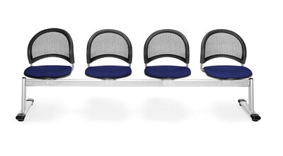 OFM Moon Series Fabric 4 Seat Beam Seating, Navy